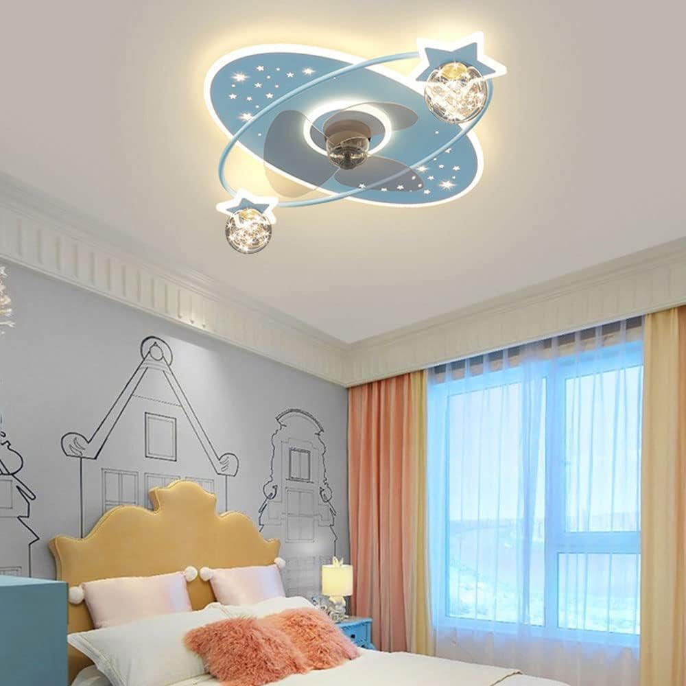 Dimmable Ceiling Lights Low Profile Flush Mount Ceiling Fan with LED Light Remote 6 Speeds Quiet Smart Ceiling Fan Light for Kids Room Bedroom Nursery Indoor