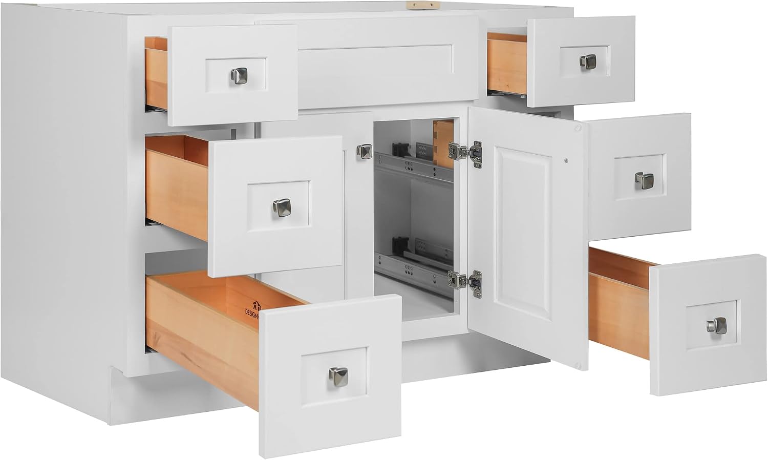 Brookings 48 Inch Bathroom Vanity, Shaker, Solid Wood, Fully Assembled, Sherwin Williams® White – Design House, 215798