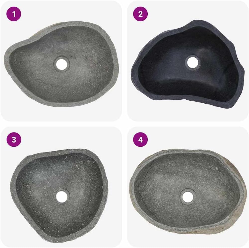 vidaXL Wash Basin, Bathroom Sink Bath Wash Bowl, Vanity Sink Bathroom Basin Small Bathroom Sink, Countertop Wash Basin Wash Sink, River Stone Oval