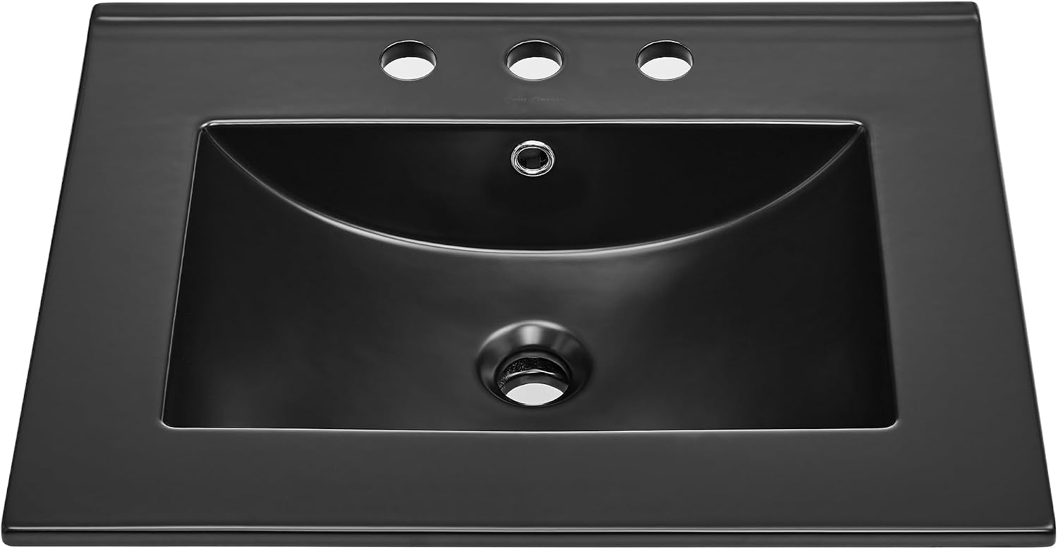 24' Ceramic Vanity Top with 8' Widespread Faucet Holes in Matte Black