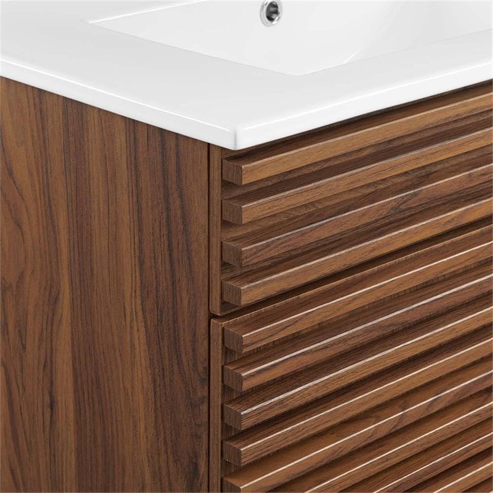 Modway Render 30' Bathroom Vanity with Sink in Walnut White