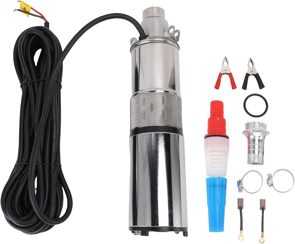 FLEXMAN 24V 260W Deep Well Submersible Pump, 131Ft Head 1 Inch Outlet Solar Stainless Steel Screw Pump with 10 Meter Power Cord for Irrigation Garden
