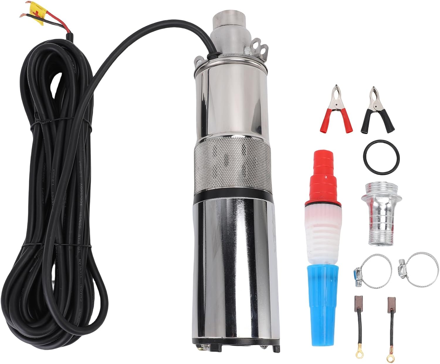 FLEXMAN 24V 260W Deep Well Submersible Pump, 131Ft Head 1 Inch Outlet Solar Stainless Steel Screw Pump with 10 Meter Power Cord for Irrigation Garden
