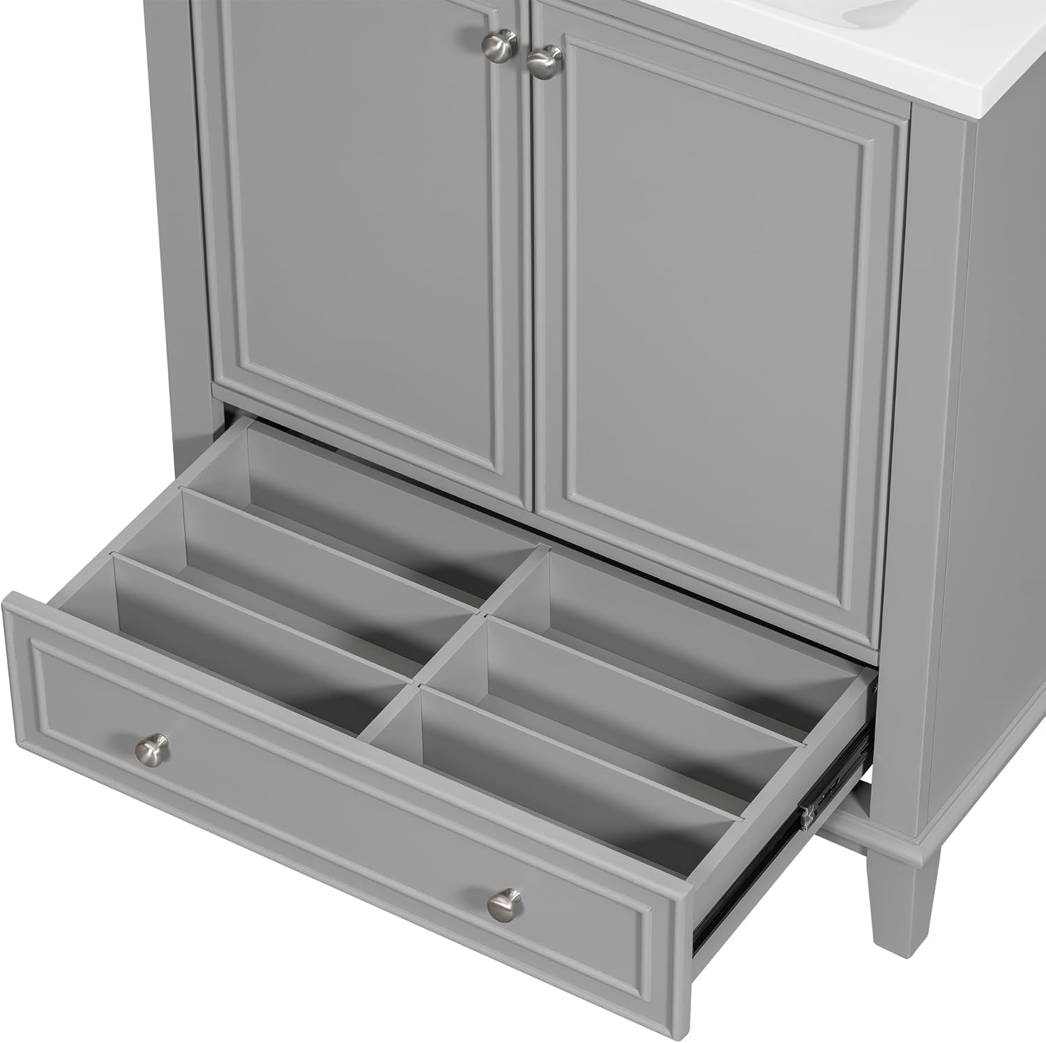 Harper & Bright Designs 30' Bathroom Vanity Without Sink, Free Standing Wooden Bathroom Cabinet with 2 Doors and Drawer for Bathroom, Grey (Sink Basin Not Included)