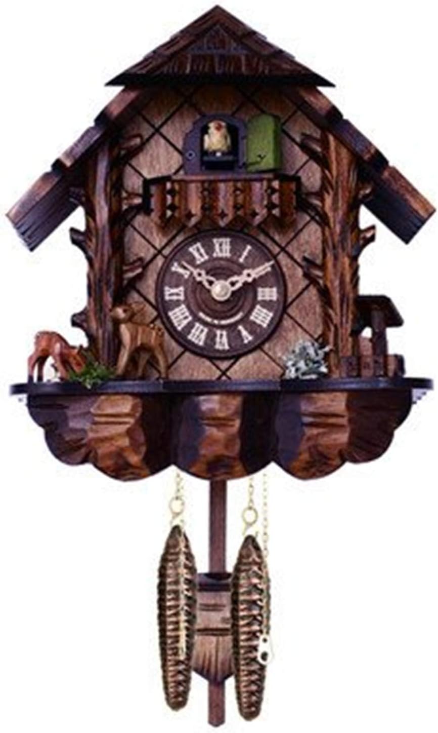 Musical Cuckoo Clock - German Quartz Clock with Hand-Carved Deer