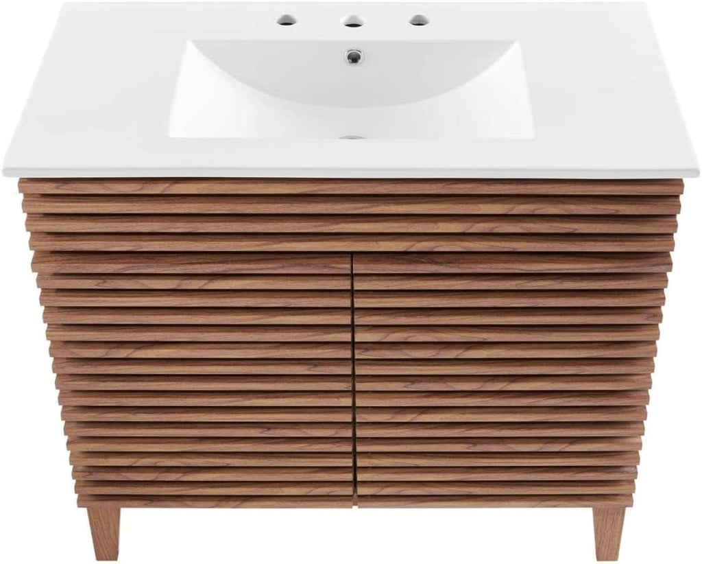 Modway Render 36' Bathroom Vanity in Walnut White