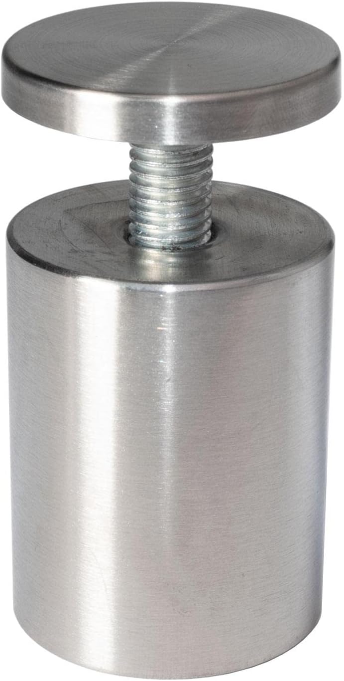 Stainless Steel Standoff 1-1/2 Inch Diameter x 2 Inch Barrel Length Brushed Finish for PVC, Glass and Acrylic Sign Stand Off Wall Anchors and Screws 48 Piece Small Store Commercial Pack