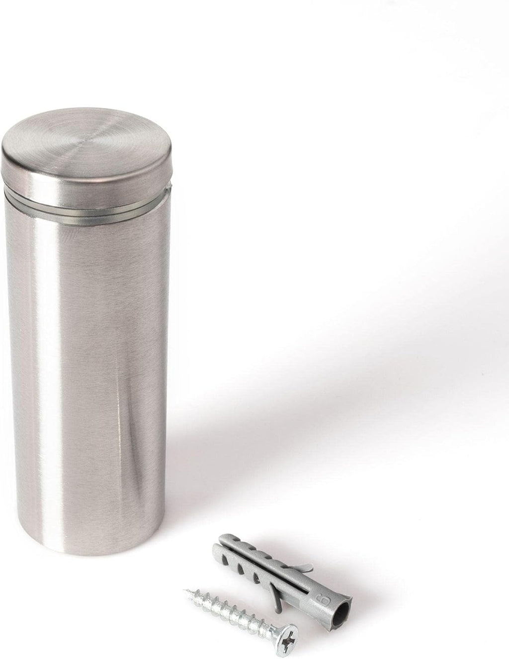 Stainless Steel Standoff 1-1/4 Inch Diameter x 3 Inch Barrel Length Brushed Finish for PVC, Glass and Acrylic Sign Stand Off Wall Anchors and Screws 48 Piece Small Store Pack
