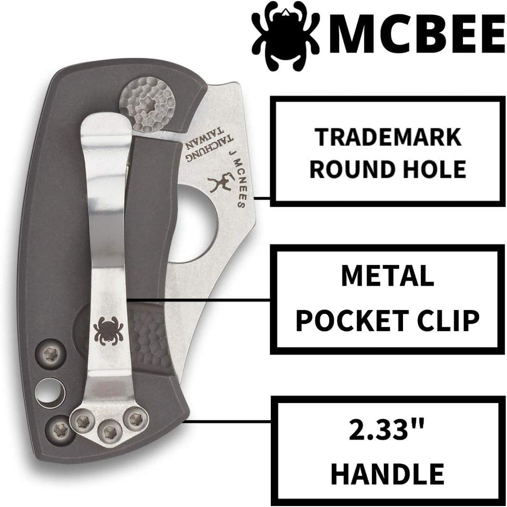 Spyderco McBee Specialty Folding Utility Pocket Knife with 1.52' CTS XHP Stainless Steel Blade and Premium Titanium Handle - PlainEdge - C236TIP