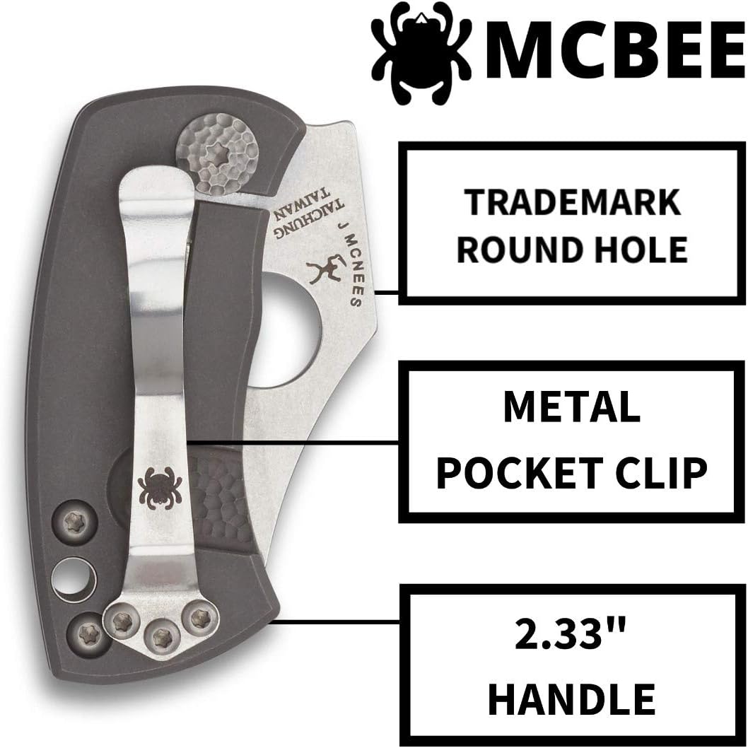Spyderco McBee Specialty Folding Utility Pocket Knife with 1.52' CTS XHP Stainless Steel Blade and Premium Titanium Handle - PlainEdge - C236TIP