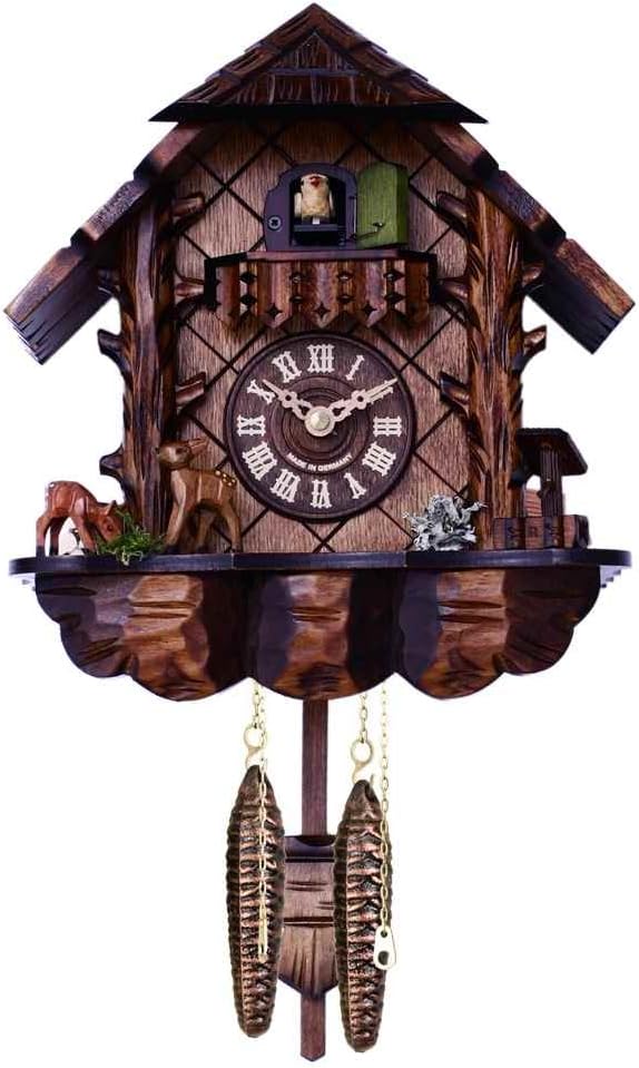 10' Quartz 12 Melody Cuckoo Clock with Hand-Carved case and Feeding Deer