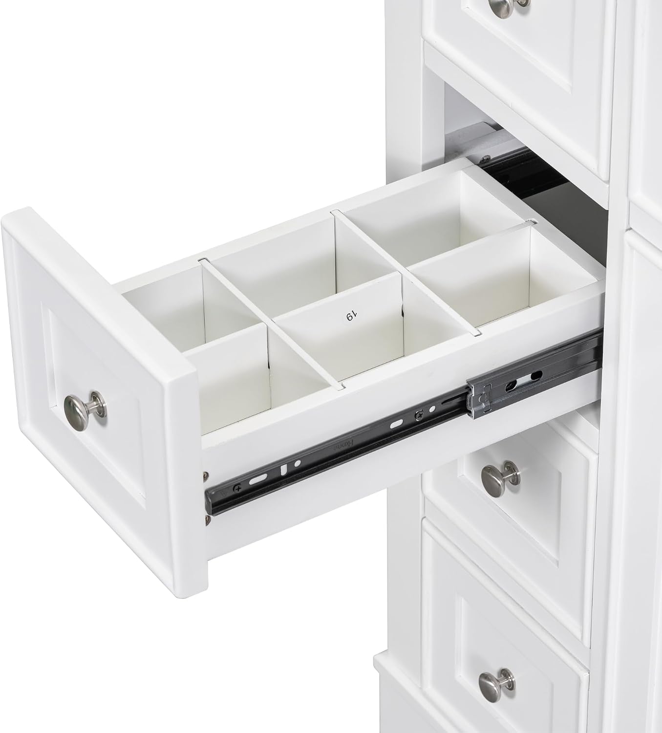 YOPTO 36' Bathroom Vanity Without Sink,Cabinet Base Only,One Cabinets and Six Drawers,Solid Wood Set Frame w/Multi-Functional Drawer Divider,Water-Proof,Stain Proof,White