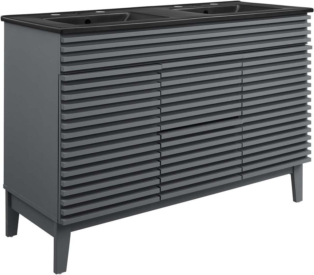 Modway Render 48' Double Bathroom Vanity in Gray Black