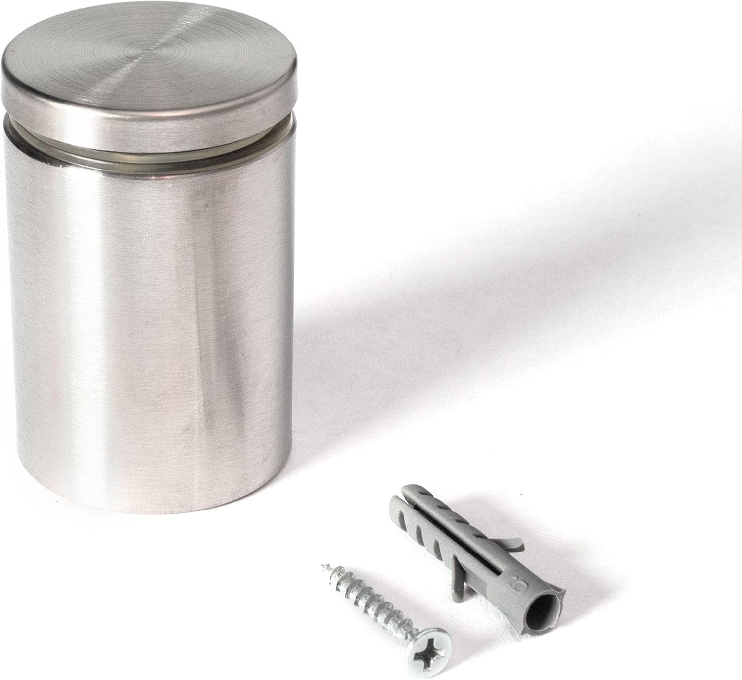Stainless Steel Standoff 1-1/2 Inch Diameter x 2 Inch Barrel Length Brushed Finish for PVC, Glass and Acrylic Sign Stand Off Wall Anchors and Screws 48 Piece Small Store Commercial Pack