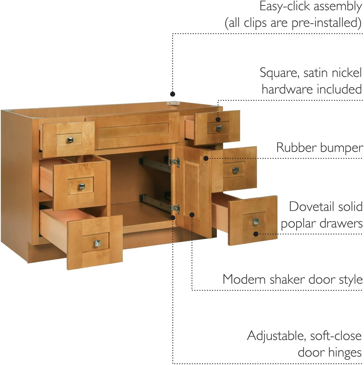 Design House Brookings 48 Inch Bathroom Vanity, Ready to Assemble, Modern Birch – Design House, 599001-MBH
