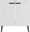 30' Bathroom Vanity, Freestanding Modern Fluted Bathroom Vanity Without Sink, Under Sink Storege Cabinet with 2 Soft-Close Doors, Metal Handle,Easy Assembly, White