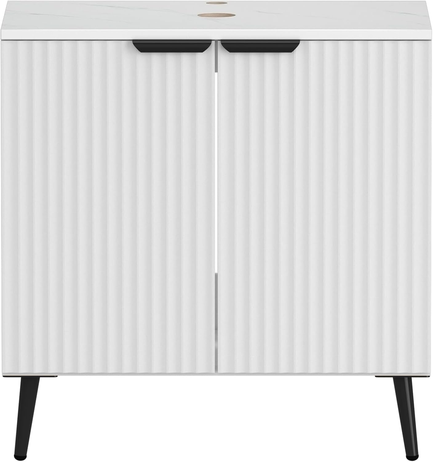 30' Bathroom Vanity, Freestanding Modern Fluted Bathroom Vanity Without Sink, Under Sink Storege Cabinet with 2 Soft-Close Doors, Metal Handle,Easy Assembly, White