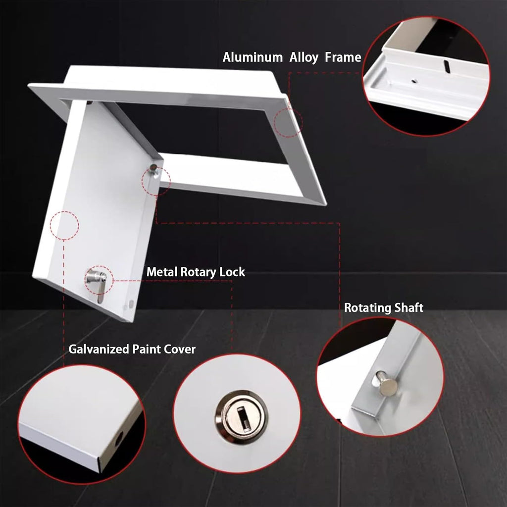 Kunovo Attic Access Hole Door Cover in Ceiling, Lockable Electrical and Plumbing Access Panel Concealed, Metal Inspection Hatch for Hotel/Residential(45x85 cm (18x34 in))