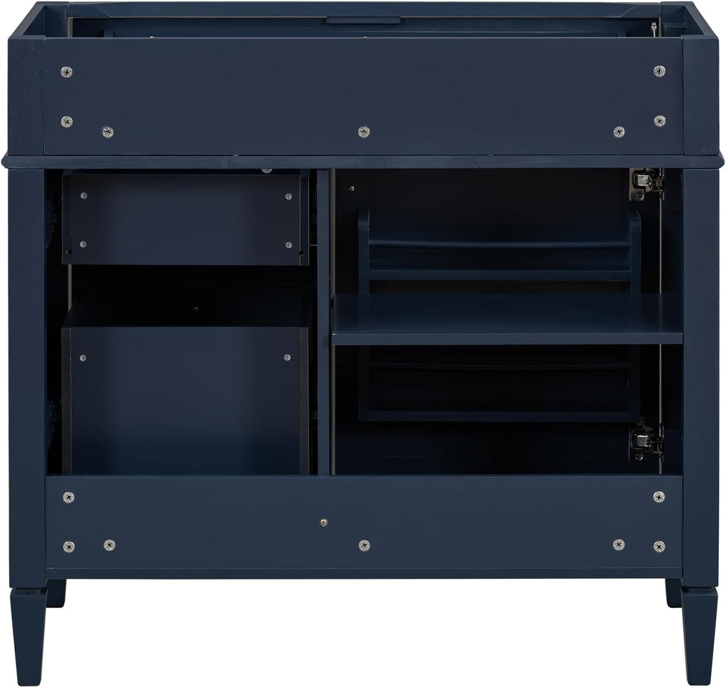 36'' Bathroom Vanity Without Top Sink, Modern Bathroom Storage Cabinet with 2 Drawers and a Tip-Out Drawer, Only Cabinet, Blue