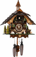 Cuckoo-Palace Saint Bernard Chalet Cuckoo Clock – 32 cm Quartz Clock, Traditional Black Forest House Design, Brown
