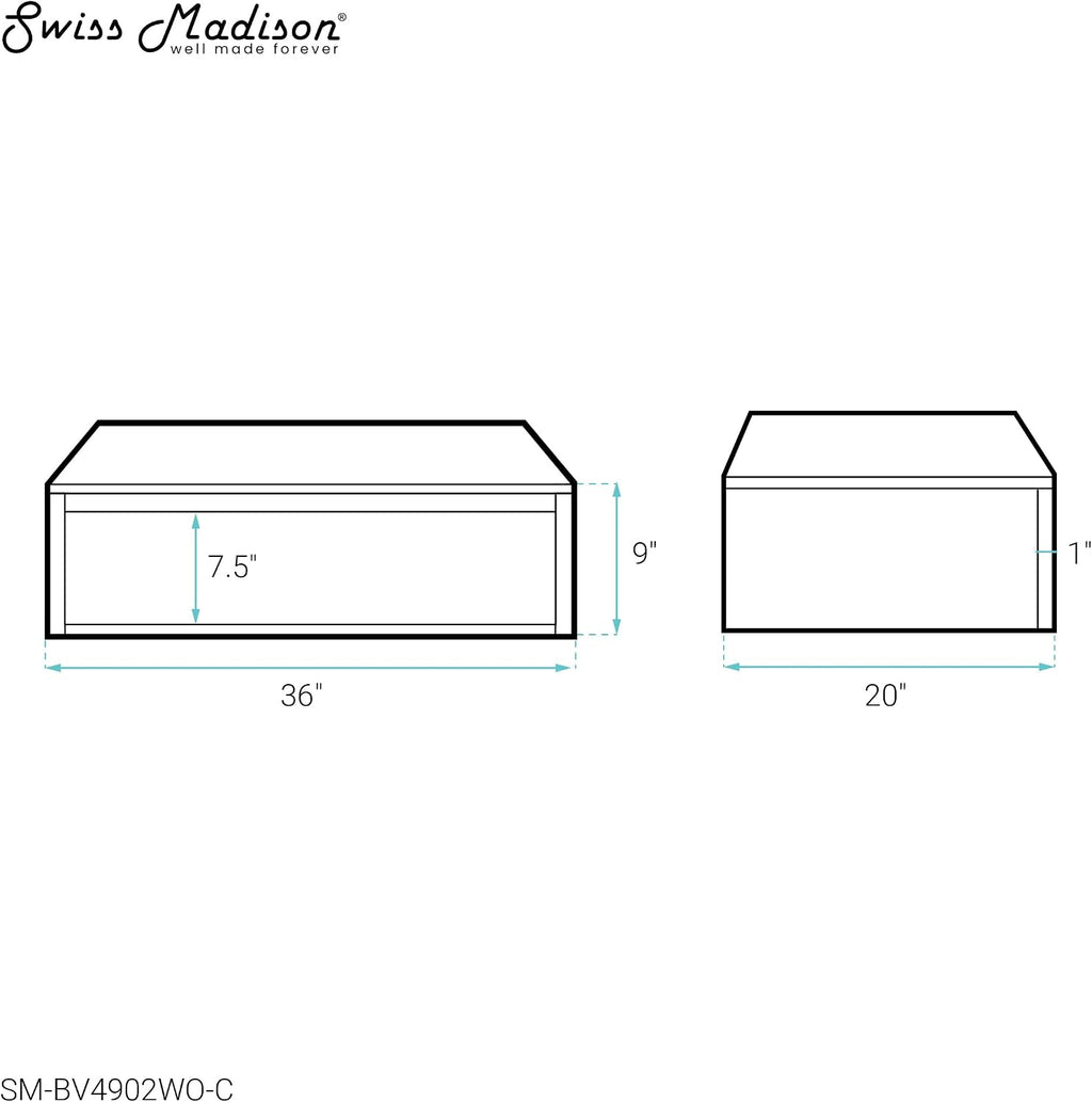 Swiss Madison Avancer 36' Wall-Mounted Bathroom Vanity Cabinet Without Top in White Oak
