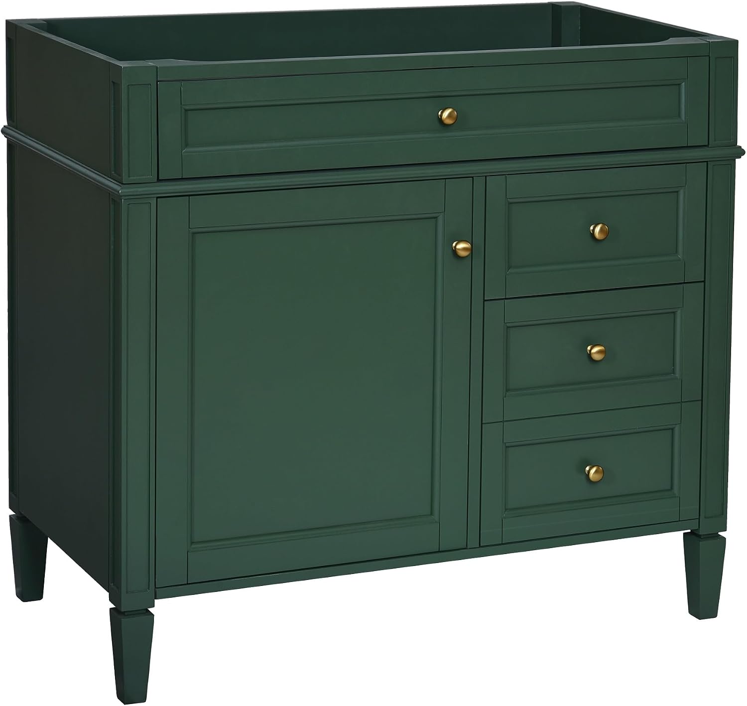36'' Bathroom Vanity Without Top Sink, Modern Bathroom Storage Cabinet with 2 Drawers and a Tip-Out Drawer, Only Cabinet, Green