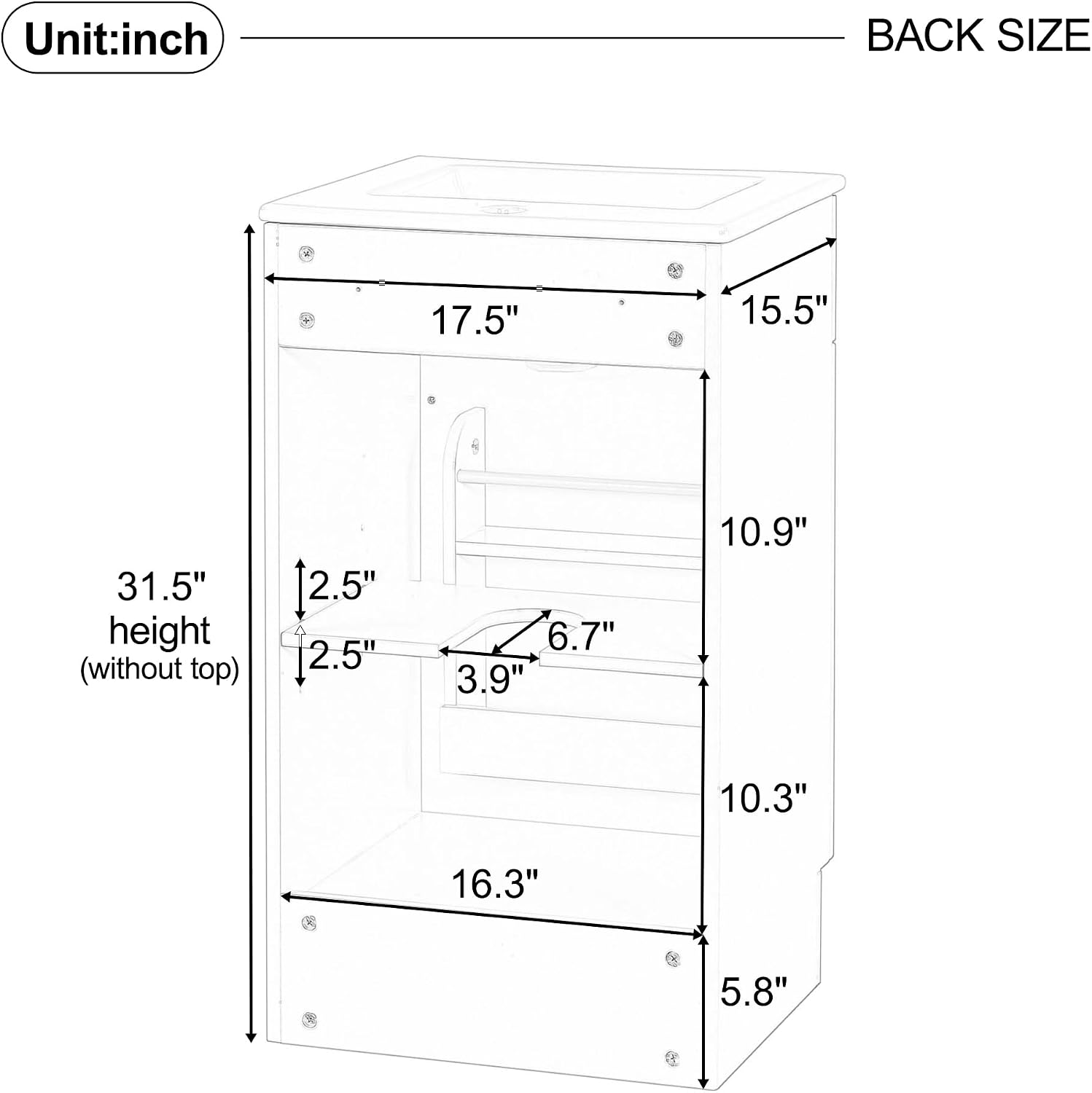 Harper & Bright Designs 18' Bathroom Vanity with Sink, Free Standing Single Basin Vanity Set with Adjustable Shelf & Storage Rack, Solid Wood Bathroom Cabinet with Ceramic Basin for Bathroom, White