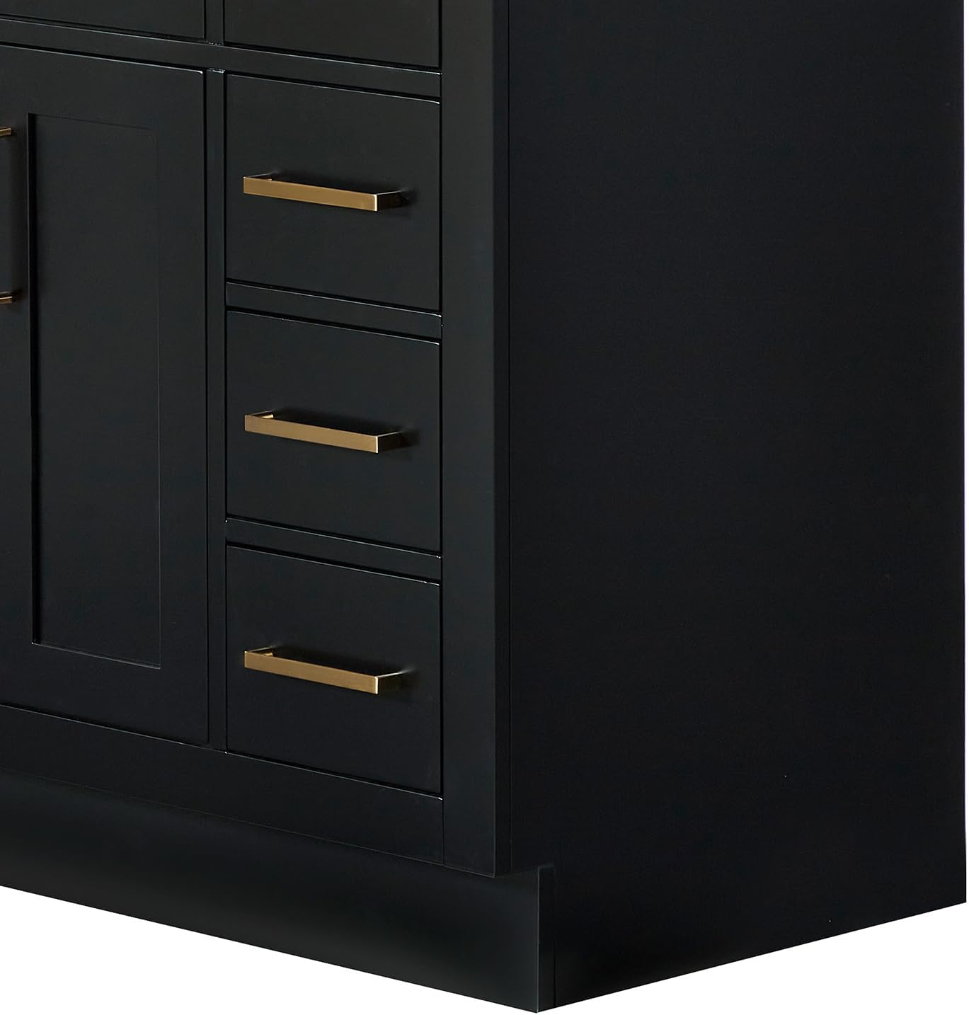 DKB Isabella 42-Inch Black Bathroom Vanity with Sink, White Quartz Countertop & 4' Backsplash, Oval Sink, Solid Wood Frame, Soft-Close Drawer, Premium Hardware