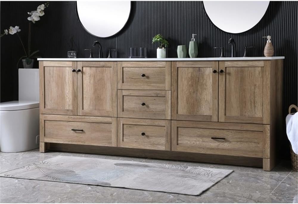Elegant Kitchen and Bath Soma 84' Solid Wood Double Bathroom Vanity in Oak