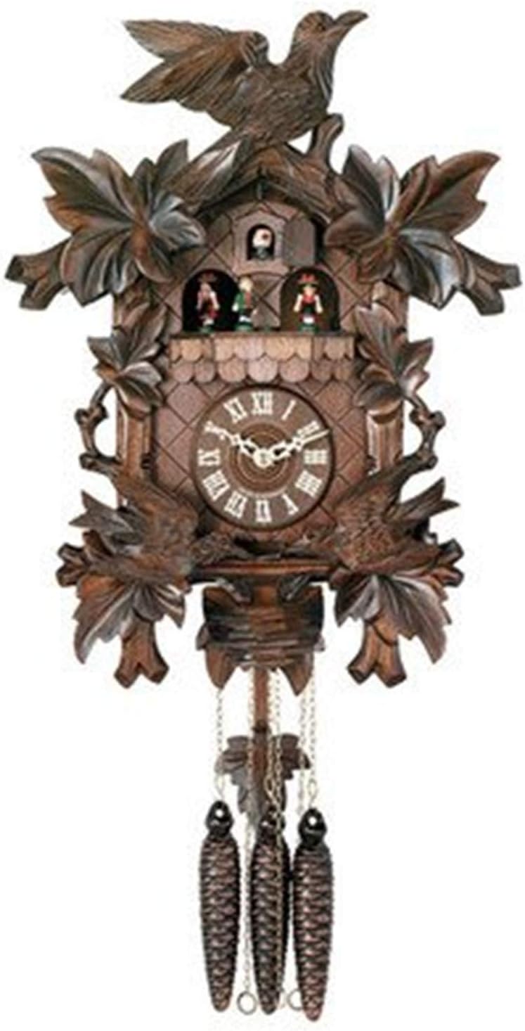One Day Hand-Carved Musical Cuckoo Clock with Dancers and Animated Birds