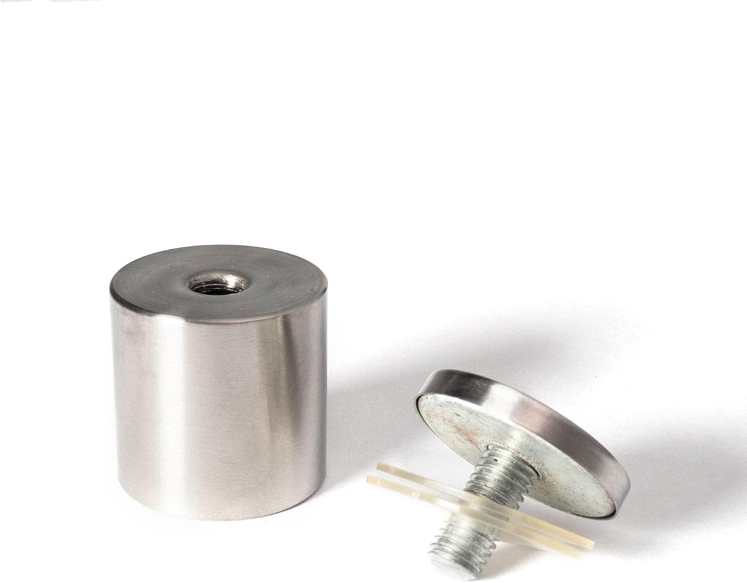 Stainless Steel Standoff 1-1/2 Inch Diameter x 1-1/2 Inch Barrel Length Brushed Finish for PVC, Glass and Acrylic Sign Stand Off Wall Anchors and Screws 100 Piece Commercial Space Pack