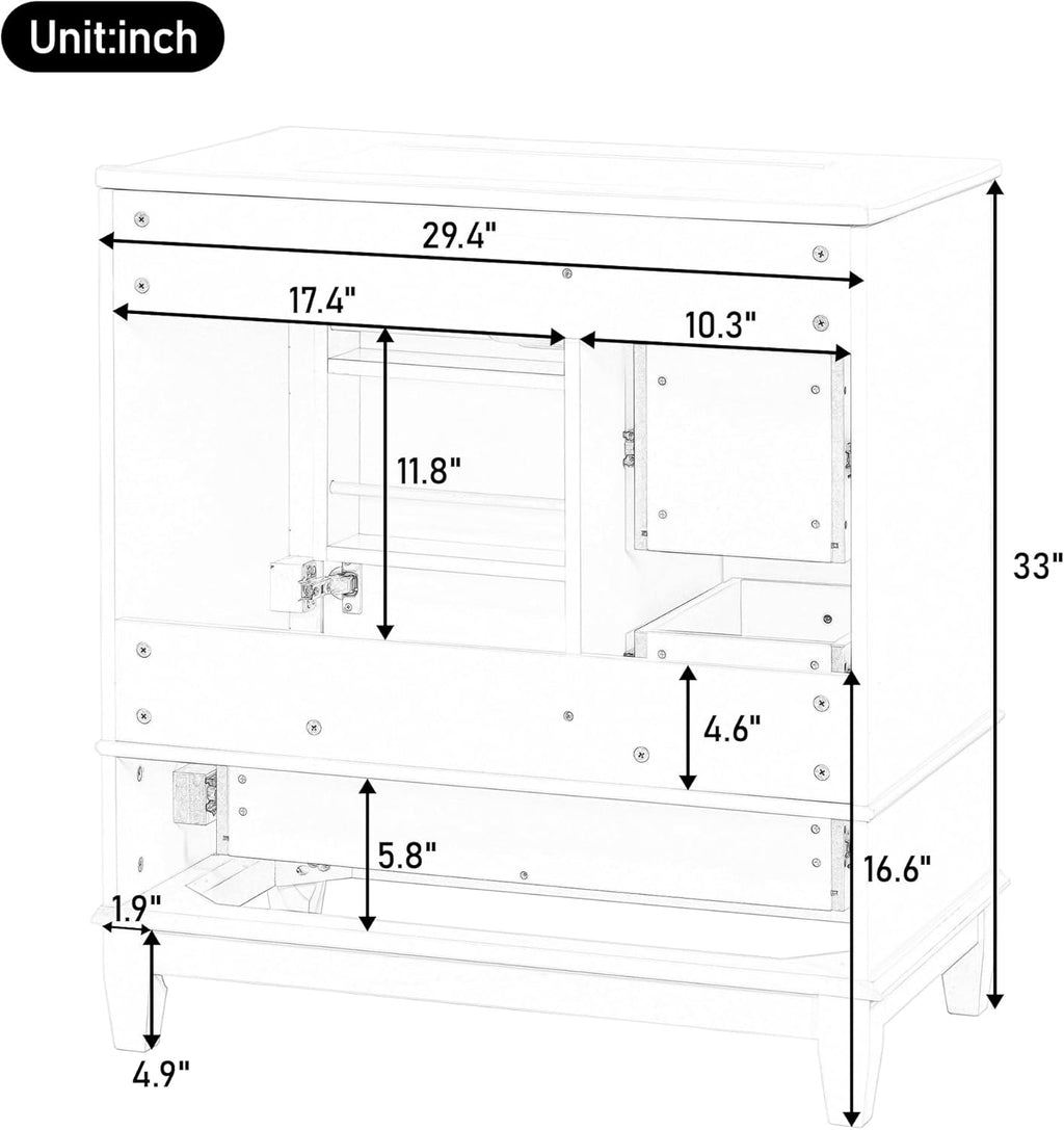 Mirightone 60 Inch Bathroom Vanity with Double Sink, 60 Double Sink Bathroom Vanity, Bathroom Vanity 60' Double Sink with 6 Drawers, 2 Cabinets and 2 Door with Shelves (White)