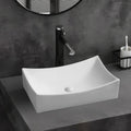 SouNor Rectangle Bathroom Vessel Sink Above Counter Square Bowl Countertop 20'x15' Inches Modern Contemporary Porcelain Big Large Ceramic Wash Lavatory Basin Rectangular Sinks White,20' (Small)
