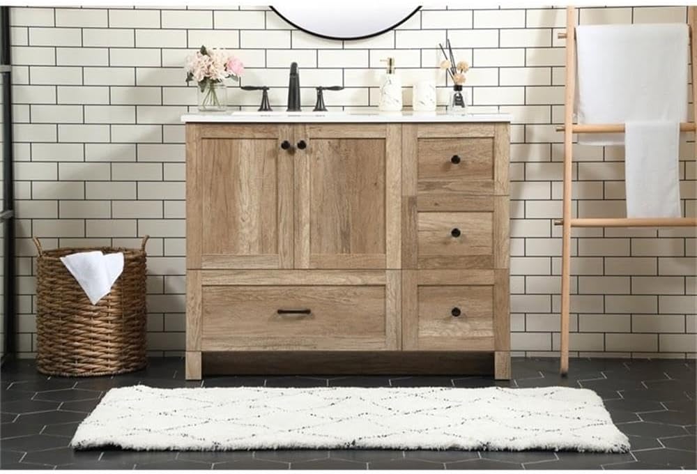Elegant Decor Soma 42' Aluminum MDF Single Bathroom Vanity in Natural Oak