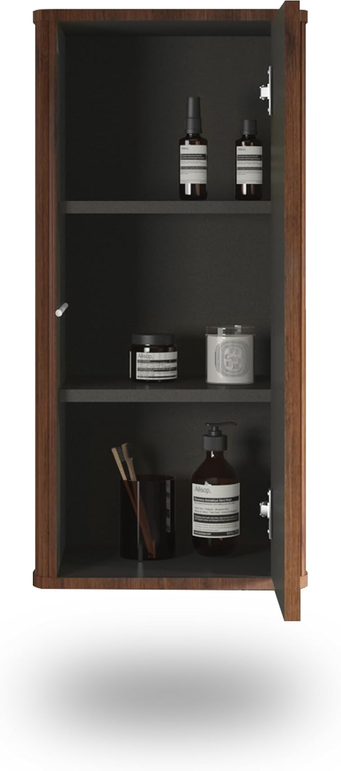 Floating Bathroom Side Cabinet, Wall Mounted Modern Storage Cabinet for Small Space, Apartment, Hotel, Walnut - Camellia Collection