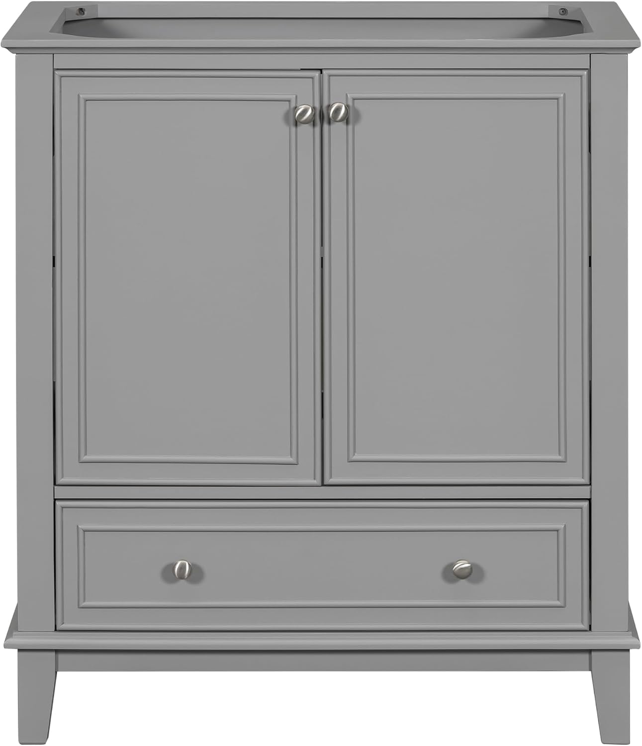 Harper & Bright Designs 30' Bathroom Vanity Without Sink, Free Standing Wooden Bathroom Cabinet with 2 Doors and Drawer for Bathroom, Grey (Sink Basin Not Included)