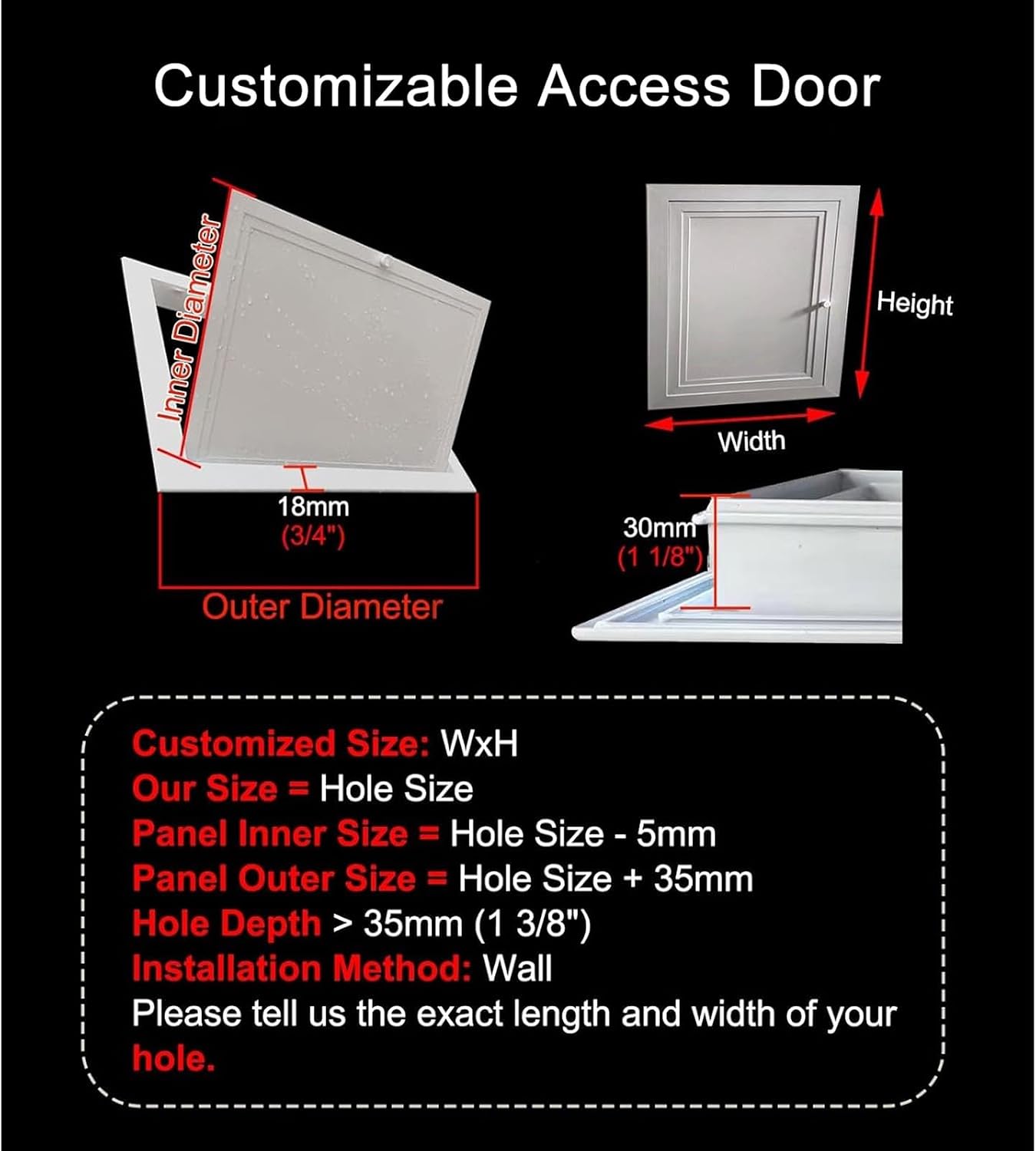 Large Access Panel with Handle, Surface Mount Inspection Hatch Drywall Panel, 12 14 16 18 24 26 38 Inch Wide Garage Cables Electrical Panel Cover Access Door(81X91cm/32x36in)