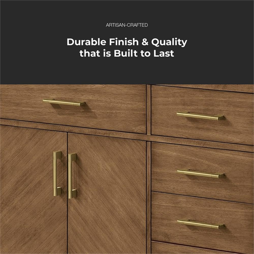 Pemberly Row 42' Bathroom Vanity, Macchiato Finish with White Engineered Marble Countertop, Transitional Style, Brushed Gold Hardware, Soft-Close Storage, Pre-Drilled Sink, Small Bathroom or Powder
