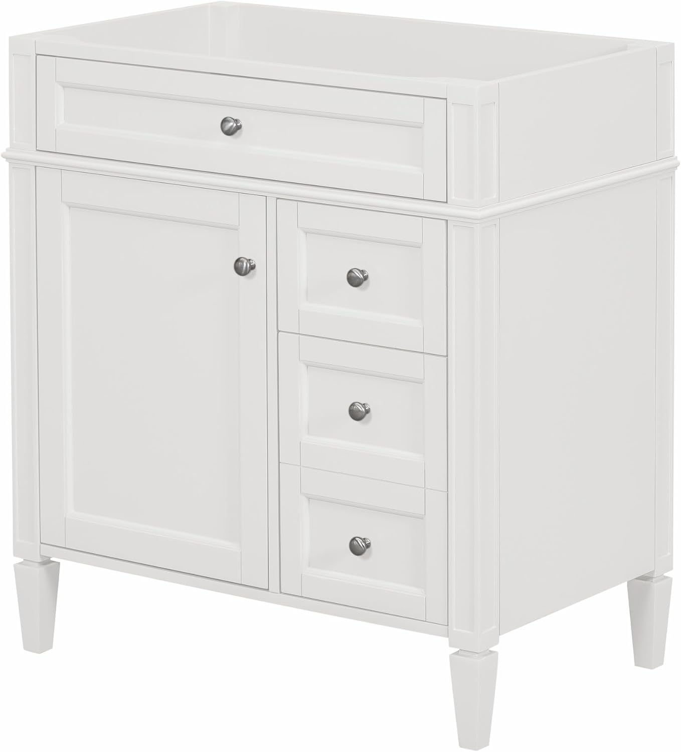 Merax 30' Bathroom Vanity Without Sink, Wood Under Sink Bathroom Cabinet with 3 Drawers,1 Doors and Adjustable Shelf, Modern Pedestal Sink Bathroom Vanity Cabinet White