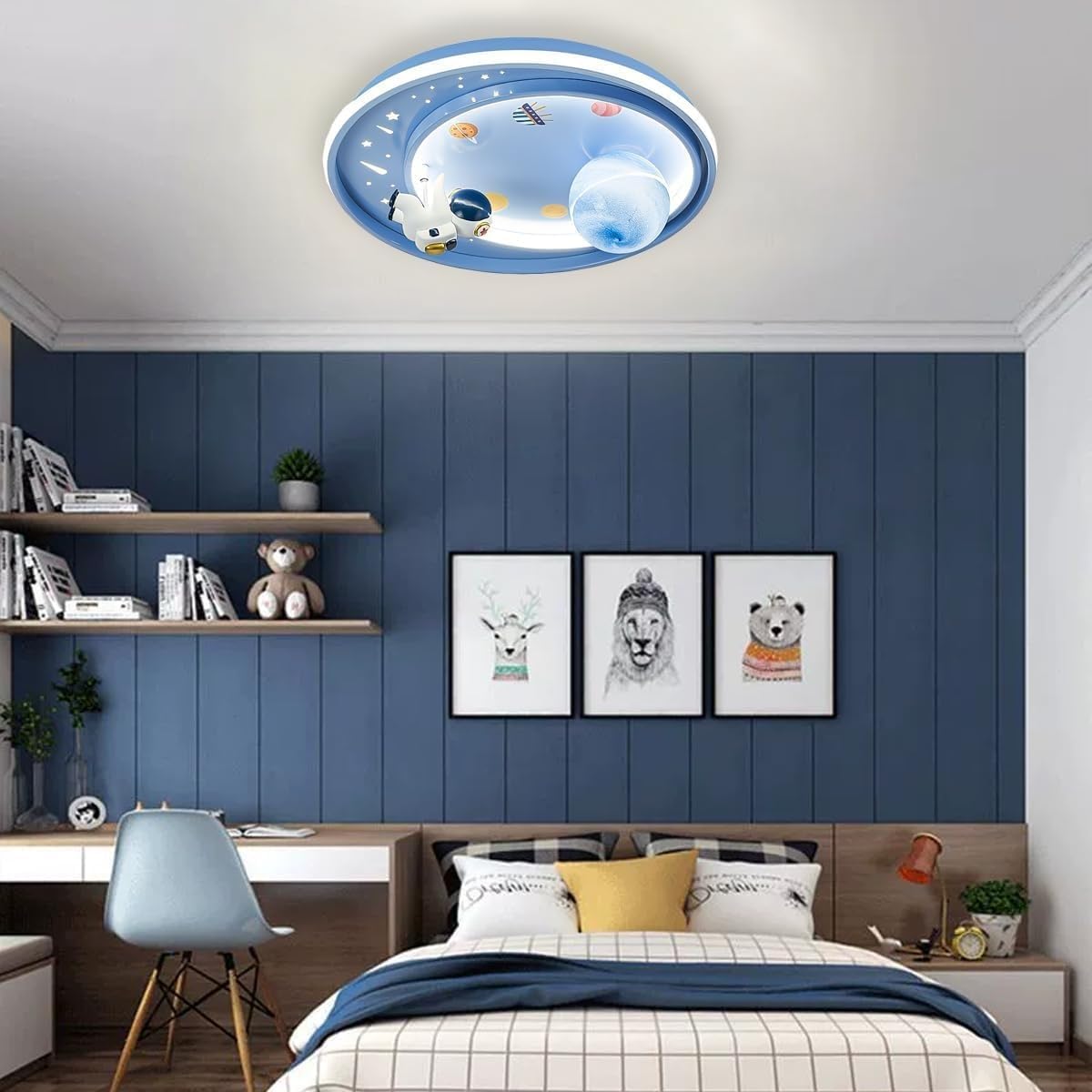 LED Ceiling Light Dimmable with Remote Control Cartoon Unicorn Modern Round Ceiling Light 62W for Boys, Girls Bedroom and Living Room Baby Room