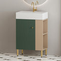 21.6 Inch Bathroom Vanity with Sink, Vanities with Square Ceramic Sink Top and Right Side Storage, Combo Stand Storage Cabinet Set for Small Bathroom (Green)