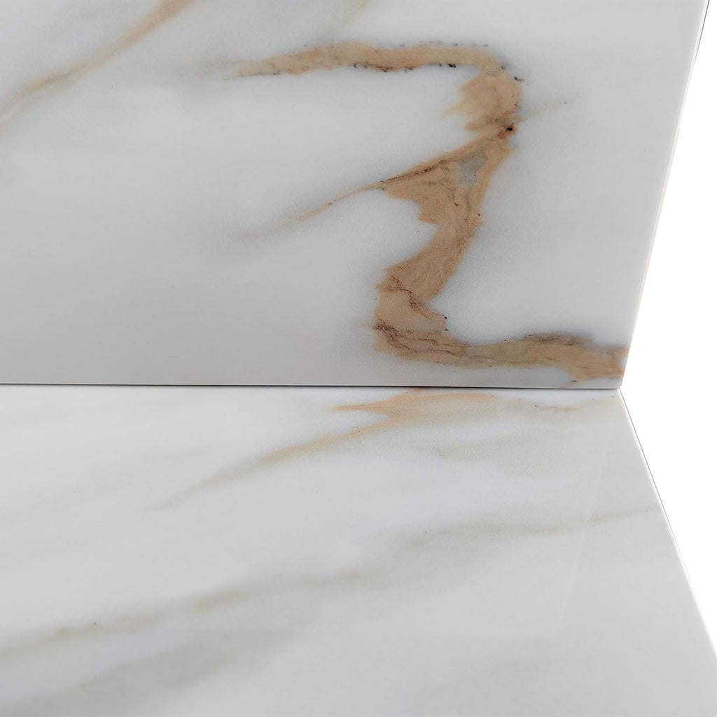 31 x 22 Inch Bathroom Vanity Top, Sintered Stone Vanity Top with Sink, Three Holes Marble Vanity Sink Top with Undermount Rectangular Sink & Backsplash (Belly Golden)