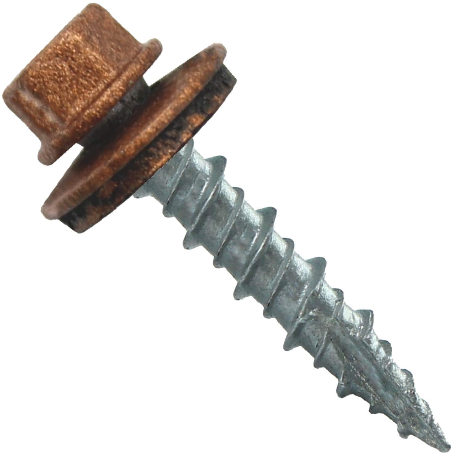 10 x 1 Copper Metal Roofing Screws - Hex Washer Head- Self-Starting/Tapping - EPDM Washer. 10 X 250 Bags - 2,500 Screws