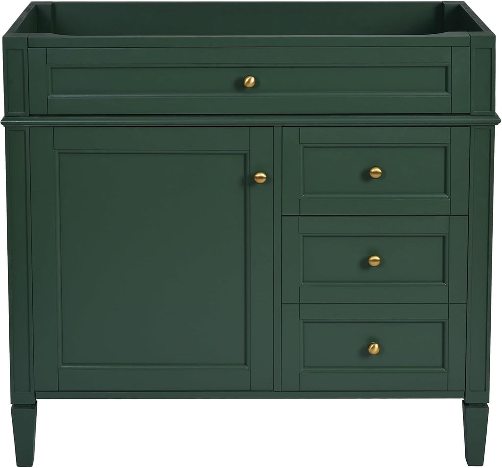 36'' Bathroom Vanity Without Top Sink, Modern Bathroom Storage Cabinet with 2 Drawers and a Tip-Out Drawer, Only Cabinet, Green