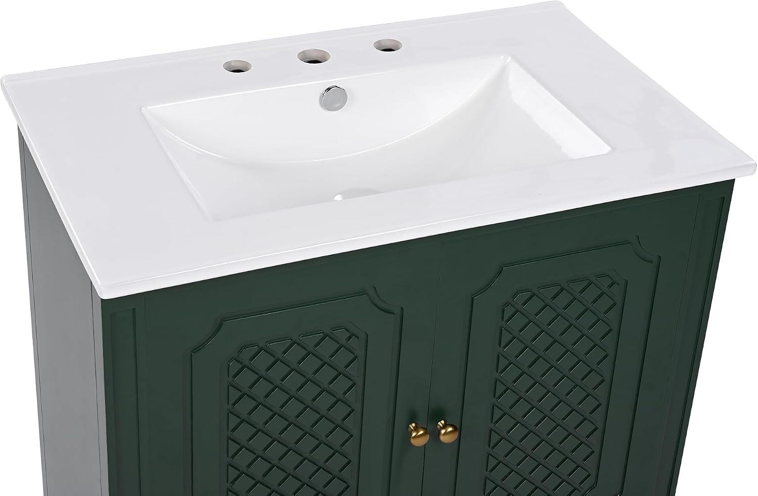 Harper & Bright Designs 30' Ceramic Bathroom Vanity Sink Top, Modern White Vanity Top for cabinet, Undermount Bathroom Vanity Sink with Overflow, Pre-Drilled 3 Holes faucet Countertops