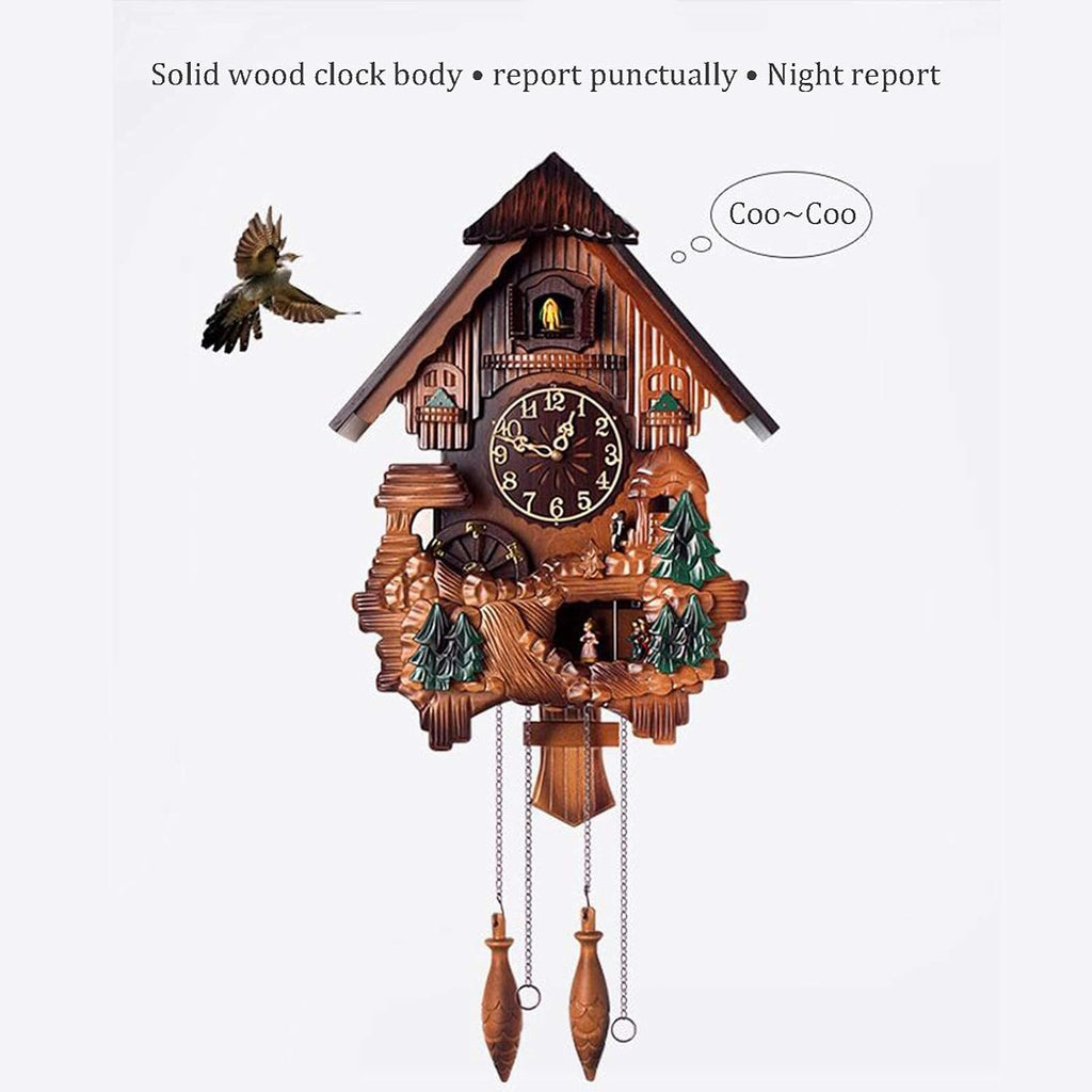 Large Wooden Black Forest Cuckoo Clock - Hand-Carved - Decorative Modern with Pendulum and 12 Music Retro 3D Home Decor Cuckoo Wall Clock B,84X38x18cm