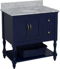 Kitchen Bath Collection Beverly 36-inch Bathroom Vanity (Carrara/Royal Blue): Includes Royal Blue Cabinet with Authentic Italian Carrara Marble Countertop and White Ceramic Sink