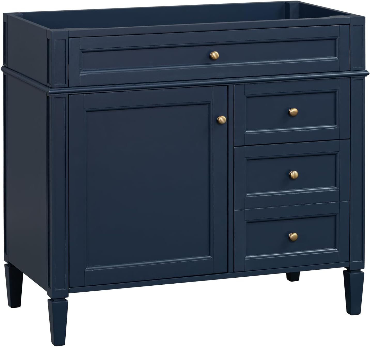 36'' Bathroom Vanity Without Top Sink, Modern Bathroom Storage Cabinet with 2 Drawers and a Tip-Out Drawer, Only Cabinet, Blue