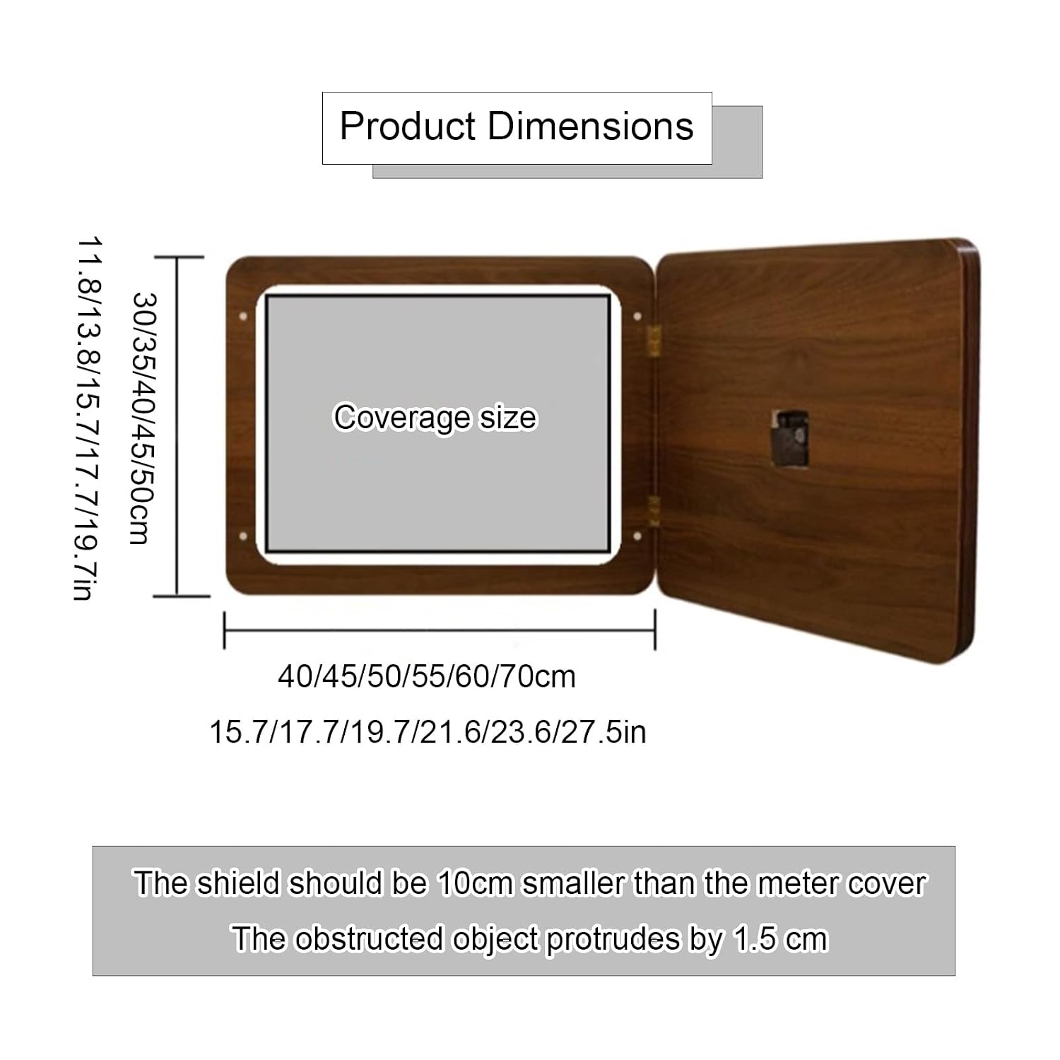 Wooden Electrical Panel Cover, Decorative Fuse Box Cover, Wall-Mounted Protective Lid, Silent Wall Clock Design, Wide Range of Applications(Brown 2,45 * 35cm/17.7 * 13.8in)
