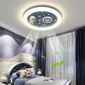 Cartoon Astronaut Kid's Room Ceiling Fans with Lights Children's Room Led Ceiling Lamp Creative Nursery Bedroom Ceiling Fan Lamp Dimmable for Boys Girls Room Ventilator Lamp 46W